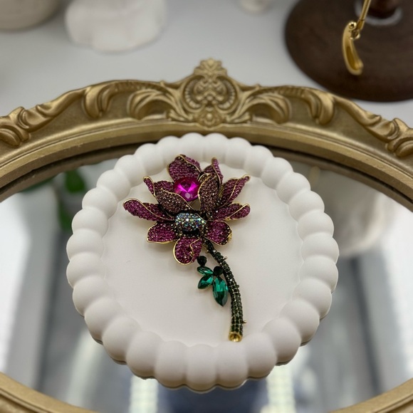 Pink Crystal Flower Brooch / Pendant 🌸✨ - Picture 6 of 9